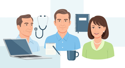 Fototapeta premium Professional healthcare workers and business team collaboration communication concept design