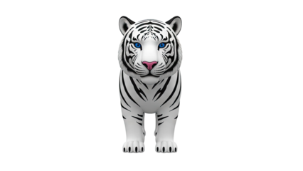 3D Rendering of a White Tiger with Blue Eyes