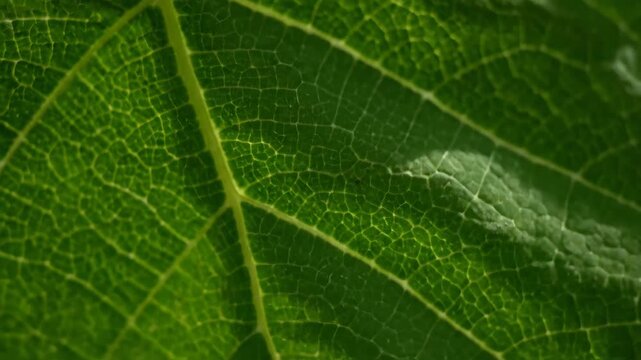 Detailed macro shot revealing the delicate network of veins and cells within a lush green leaf.