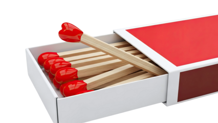 Heart-shaped matches in a red box