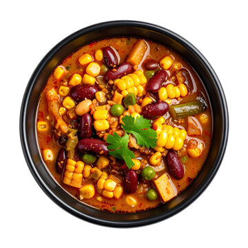 Traditional timorese batar daan, a wholesome corn and bean porridge cooked with pumpkin, served in a bowl and isolated on white background