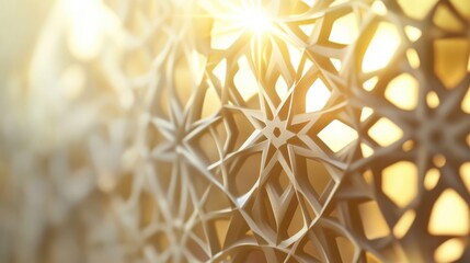 Golden Sunlit Geometric Honeycomb Pattern With Intersecting Lines And Hexagonal Shapes abstract sunlight