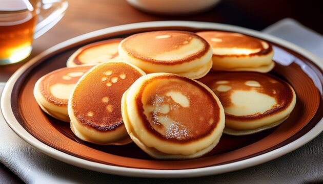 Fluffy Pancakes Oladyi On A Plate