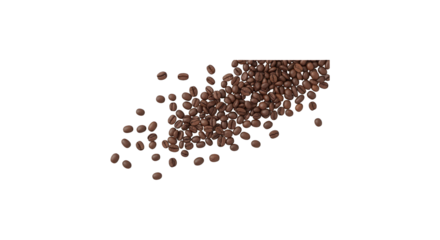 Rich Roasted Coffee Beans Scattered on Black Background with Copy Space