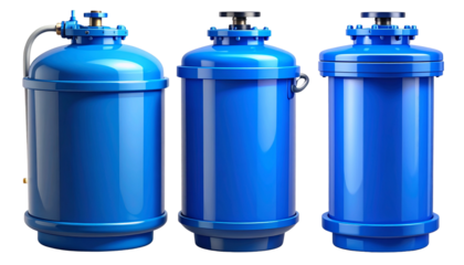  Swimming pool sand filter tank with top mount valve duo isolated on transparent background.