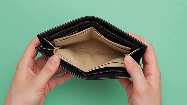 Hands holding an empty wallet