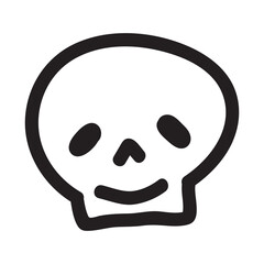 Hand-drawn skull doodles in simple cartoon style. Cute bone sketches perfect for Halloween designs, tattoo art, or spooky sticker collections with playful outline illustrations.