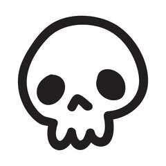Hand-drawn skull doodles in simple cartoon style. Cute bone sketches perfect for Halloween designs, tattoo art, or spooky sticker collections with playful outline illustrations.