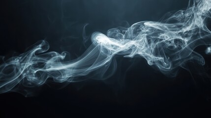 Swirling Abstract Gray Smoke Wisp on Dark Gradient Background