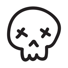 Obraz premium Cartoon skull icons in minimalist sketch style. Simple doodle outlines for Halloween projects, pirate themes, or edgy tattoo designs with playful bone illustrations and cute details.