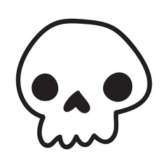 Doodle skull in a doodle style. Hand-drawn illustration with simple lines and a naive character, suitable for poster design, stickers, prints, and digital products