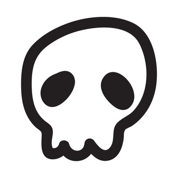 Doodle skull in a doodle style. Hand-drawn illustration with simple lines and a naive character, suitable for poster design, stickers, prints, and digital products