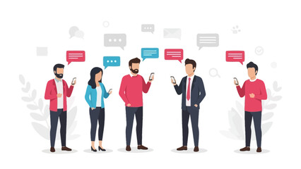 Group Chatting Via Smartphones, Communication Concept, Social Network