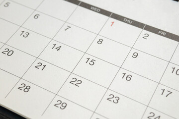 calendar page date background business planning appointment meeting concept