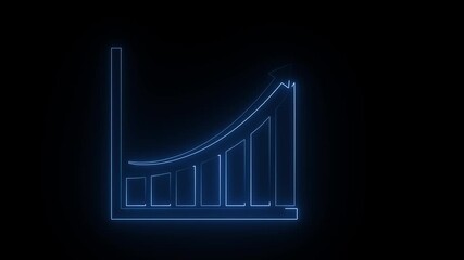Magenta neon glowing business graph chart icon animation . Neon business growth concept Animation on Black Background. - Powered by Adobe