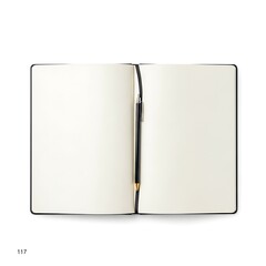Open Minimalist Blank Journal with a Black Pen in the Spine