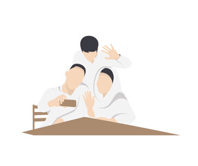 Three People Taking a Selfie or Video Call Together