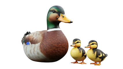 Obraz premium Mallard Duck with Two Ducklings