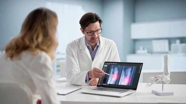 Woman In Orthopedic Doctor Consultation
