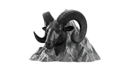Black Ram Head Sculpture on Rocky Mountain