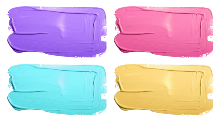 set of block strokes of paint wall in four colors isolated on white background