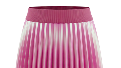 Pink Pleated Skirt with Ribbed Waistband