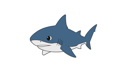 Fototapeta premium Cute Cartoon Shark Illustration on White