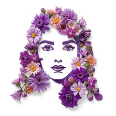 A creative floral portrait of a woman's face symbolizing beauty and awareness