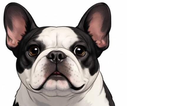 A cute cartoon bulldog yapping or saying something by opening and closing its mouth.