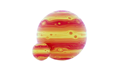 Two textured spheres with swirling patterns