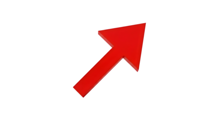 A single three-dimensional red arrow points upward and to the right against a stark black background symbolizing progress and direction