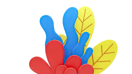 Abstract Colorful Organic Shapes with Yellow Leaf Motifs