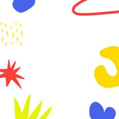 Obraz premium Cute memphis png frame, transparent background, colorful design