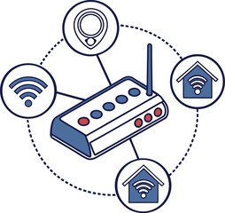 Flat smart home hub device icon vector illustration