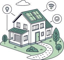 Flat smart living house icon vector illustration