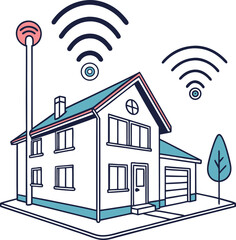 Flat smart house digital signal icon vector illustration
