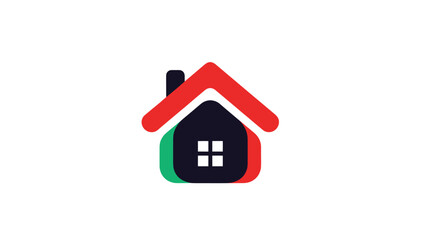 Fototapeta premium Modern House Logo with Glitch Effect