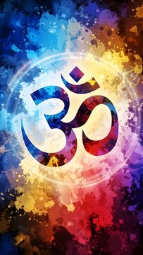 Colorful Om Symbol Art &ndash; Spiritual Meditation and Sacred Energy Background