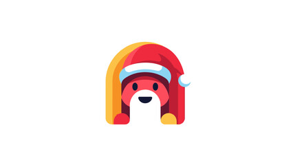 Cute Red Character in Santa Hat, Festive Holiday Design