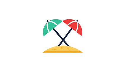Two Beach Umbrellas on Sandy Island Icon