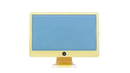 Yellow All-in-One Computer with Green Screen