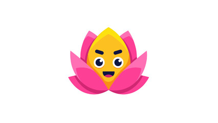 Cute Lotus Flower Character with Angry Face