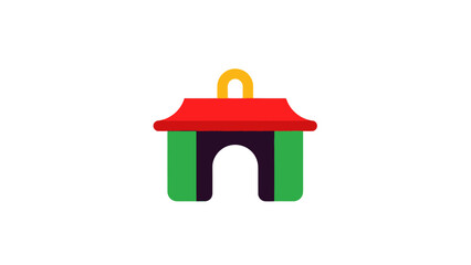 Colorful Traditional Pagoda Building Icon