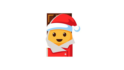 Happy Cartoon Character Wearing Santa Hat and Winter Coat