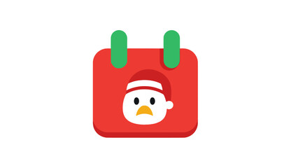 Cute Penguin in Santa Hat Calendar Icon Vector Illustration