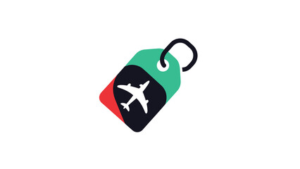 Airplane Tag Icon, Travel Deal Concept
