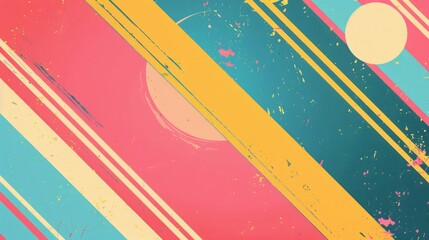 Abstract Background with Diagonal Stripes, Splashes, and Circles