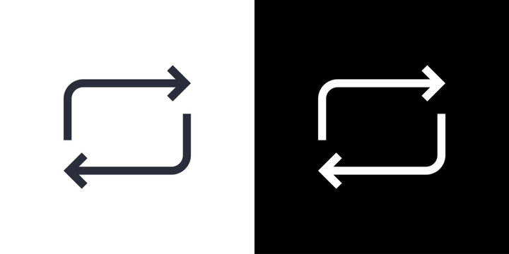Repeat icon concept with flat Black White Background. Vector illustration.