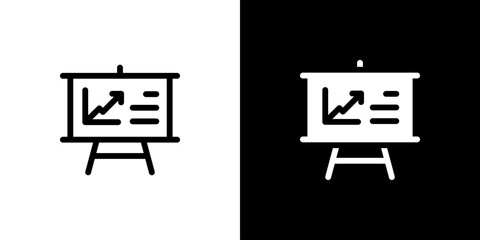 Presentation icon concept with flat Black White Background. Vector illustration.