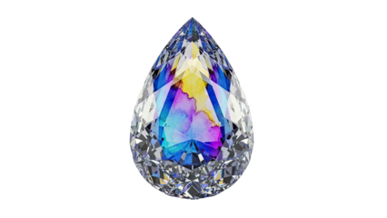Pear-shaped diamond with colorful inclusions